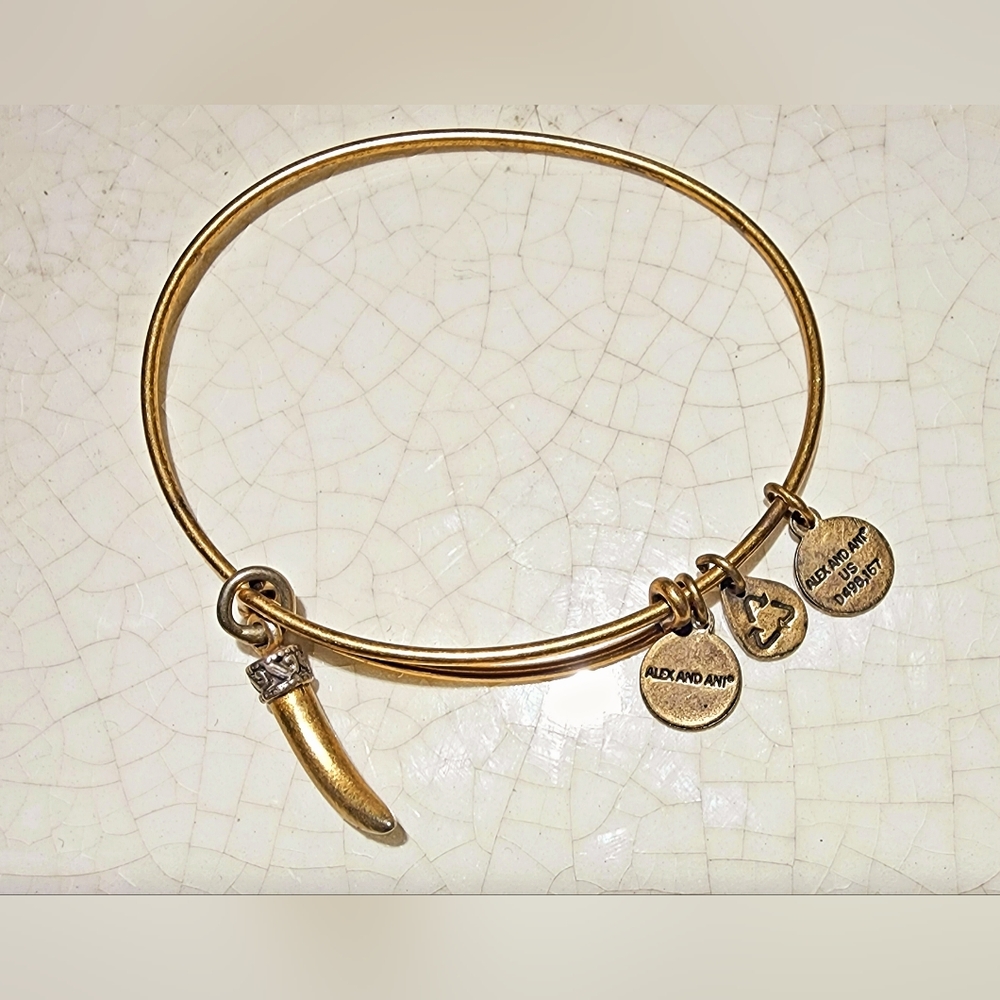 Alex & Ani bronze tone horn vitality adjustable bangle bracelet